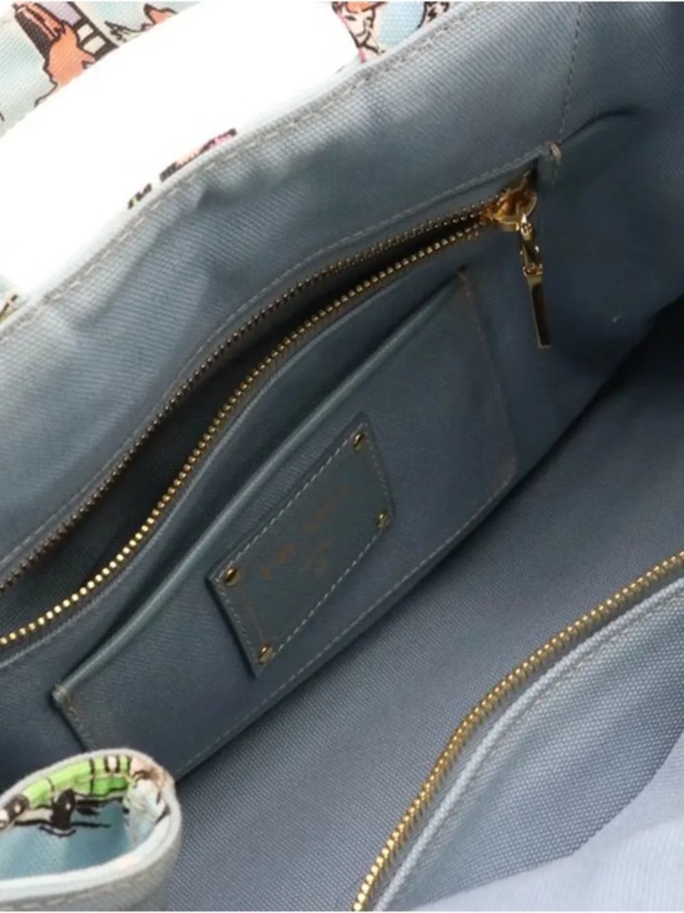 Prada Light Blue Surfing Print Canvas Tote Bag